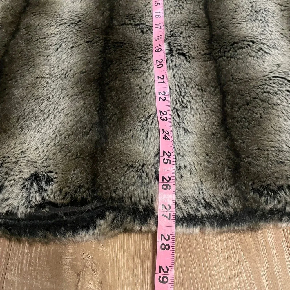 Kenar Womens Faux Fur Vest Large Brown Grey Cashmere Blend Sleeveless Jacket
